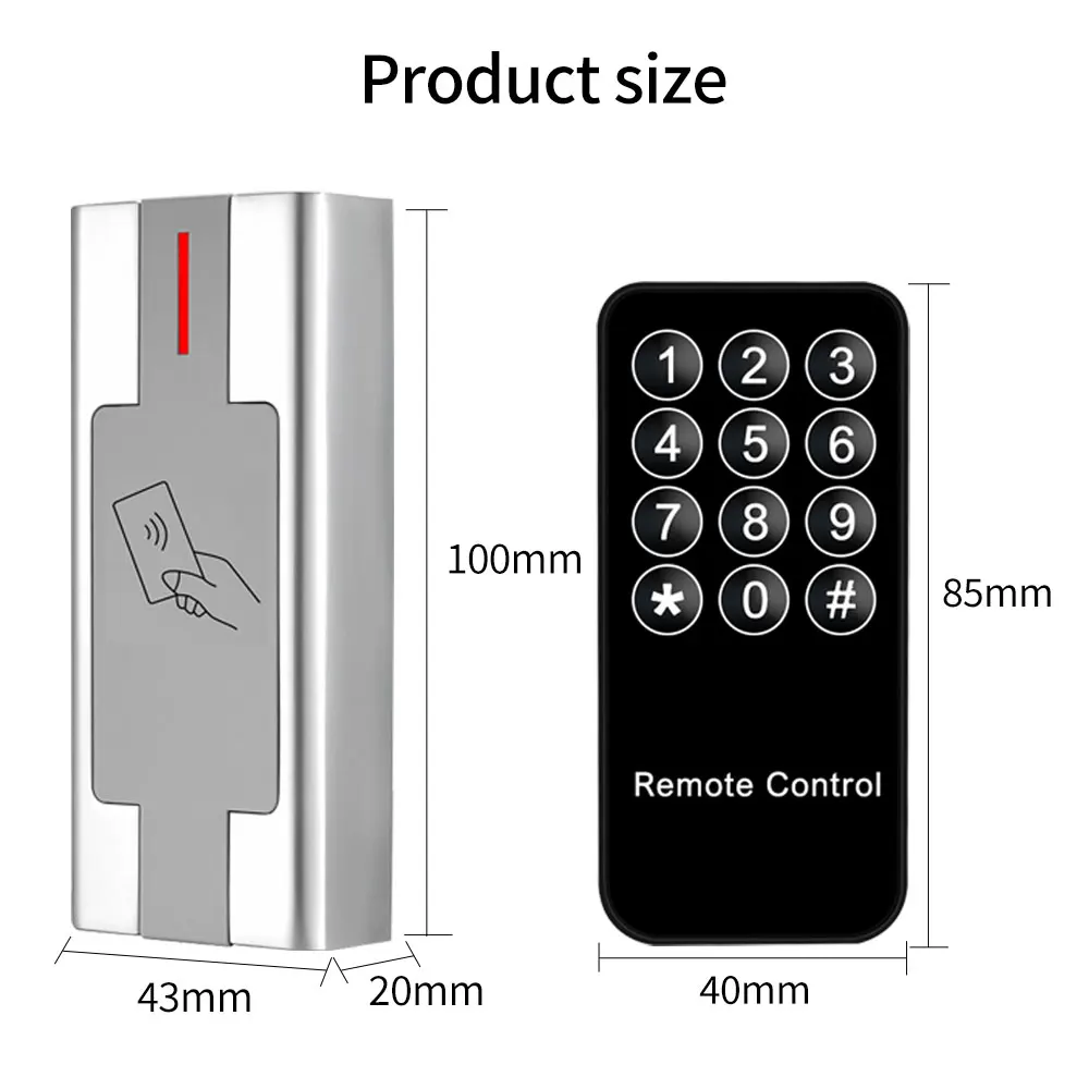 À prova d'água Metal Acesso Controller Kit Teclado Porta Sistema 3000 Rfid Card Usuário, Master Cards e Programador Remoto Liga de Zinco