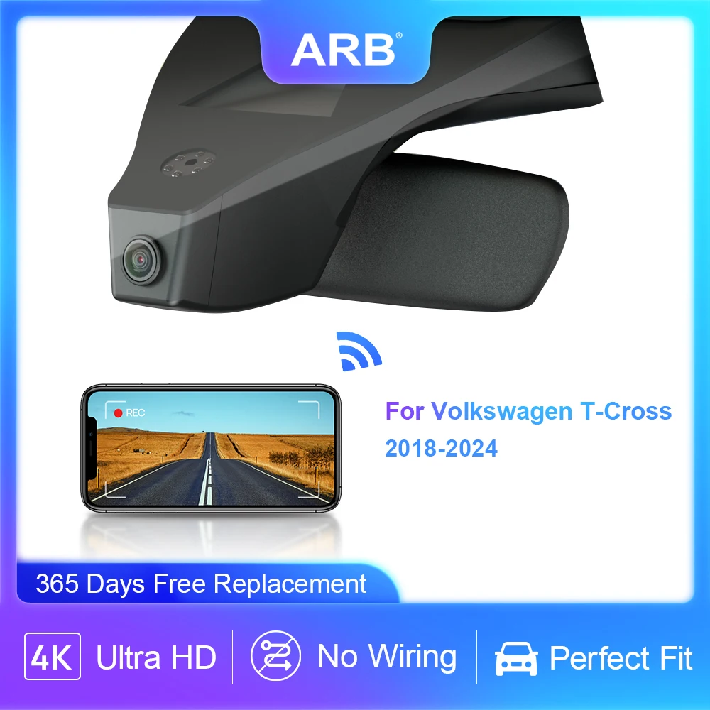 Dash Cam for Volkswagen T-Cross 2018-2024, ARB 4K OEM Style Car Cam Recorder WIFI Control