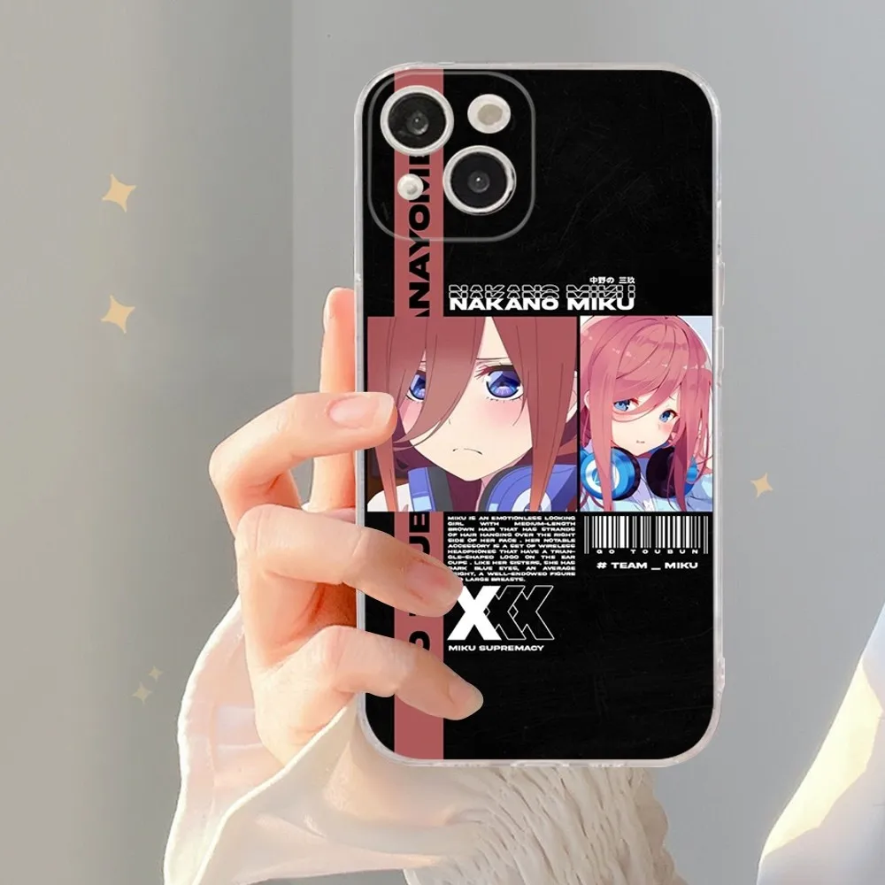 Nakano Miku Anime Phone Case For IPhone 15 8 7 6 6S Plus X SE 2020 XR XS 14 11 12 13 Mini Pro Max Mobile Case