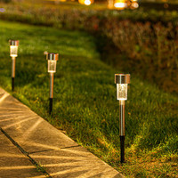 Solar Garden Lights Outdoor Yard Lawn Decoration 10PCS Stainless Steel Fairy Light Solar Powered Lamp Lanter Landscape Lighting
