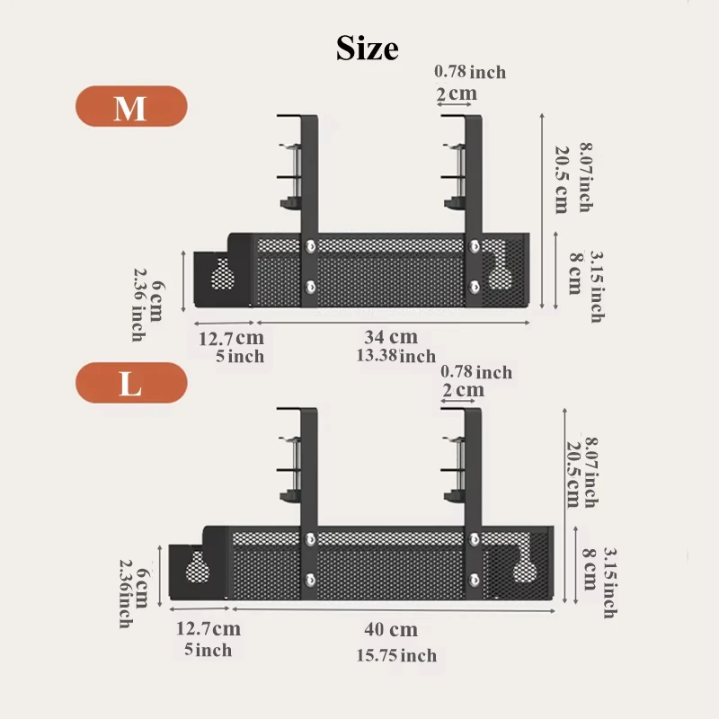 No-Drill Extendable Under Desk Cable Management Tray - Metal Clamp Design, Retractable Power Strip Holder, Cord Organizer