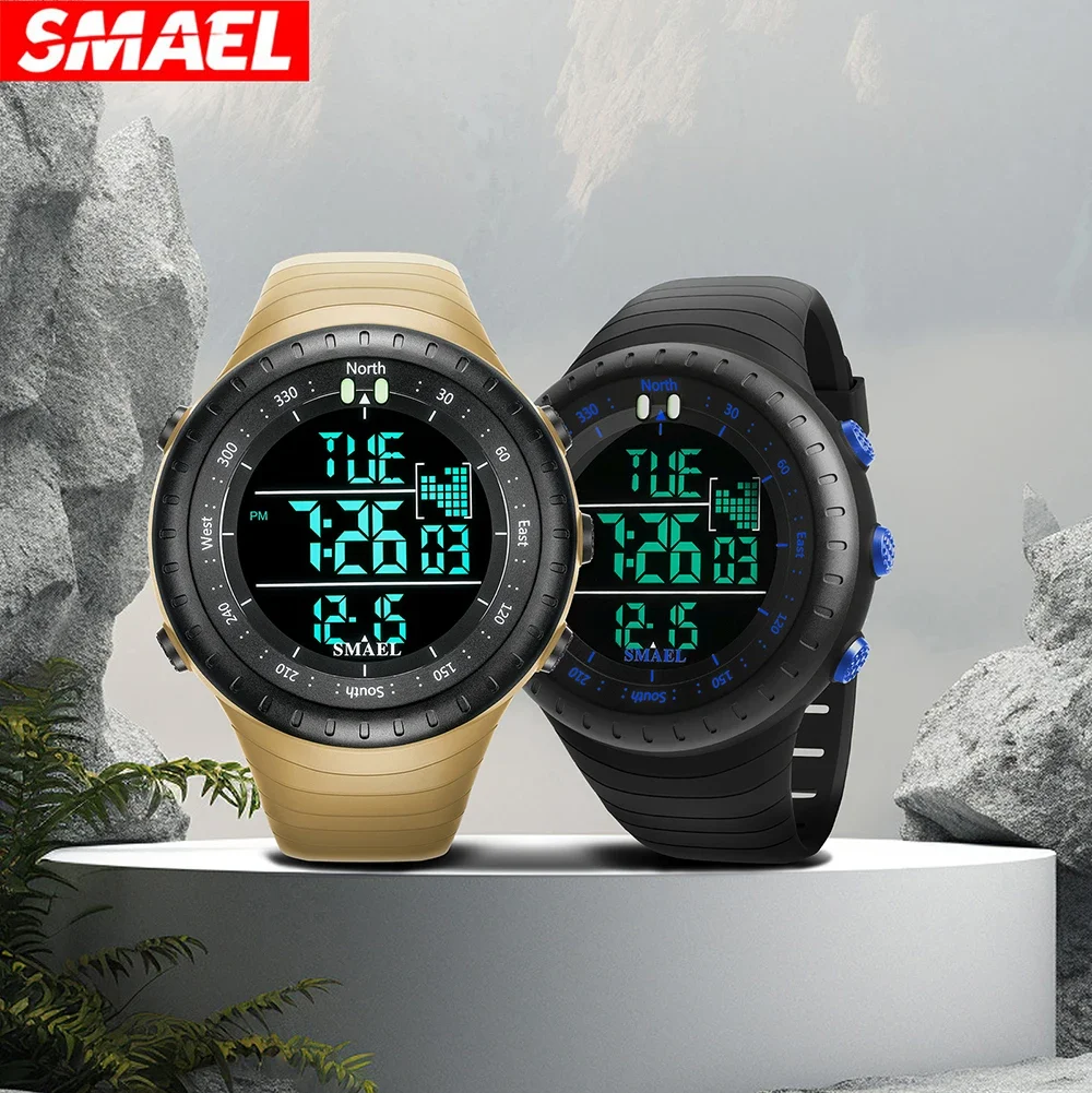 SMAEL  Waterproof Sports Electronic Watch Night Light Alarm Watch 1237 Multi functional Outdoor Watch Men\'s