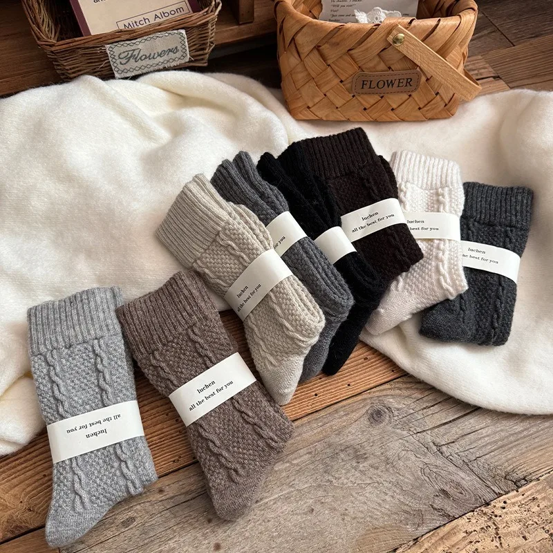 8 Pairs Women's Mid-Calf Thermal Thick Socks Fashion Fleece Fall Winter Warm Slouch Socks Set Cheap Grip Socks for Women Hosiery