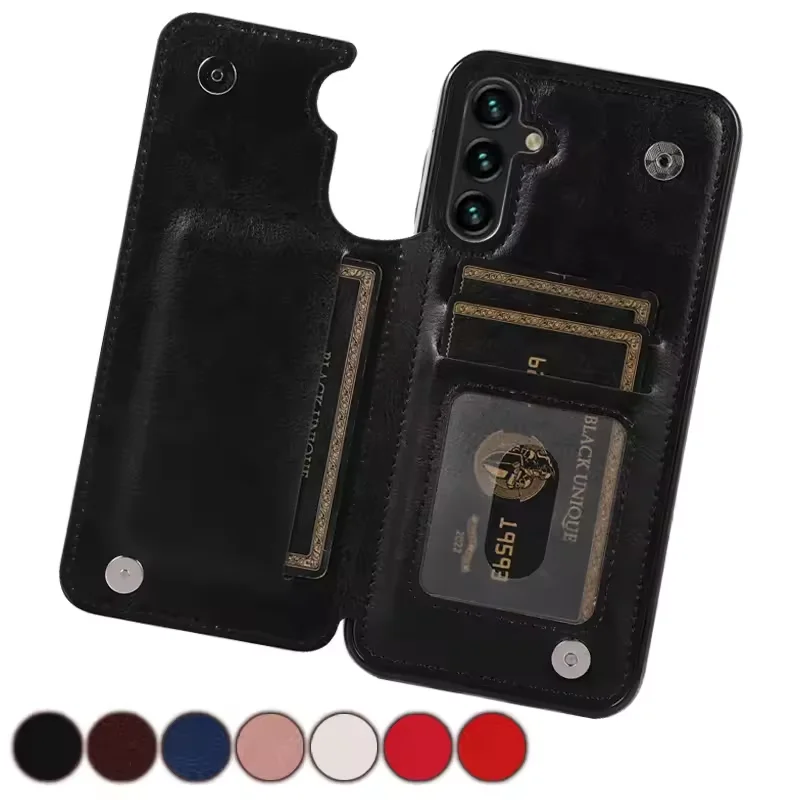 

Wallet Double Button Flip Leather Case For Samsung Galaxy A04s A04e A10 A11 A12 A13 A14 A20e A21s A33 A40 A51 A52 A53 A54 A71