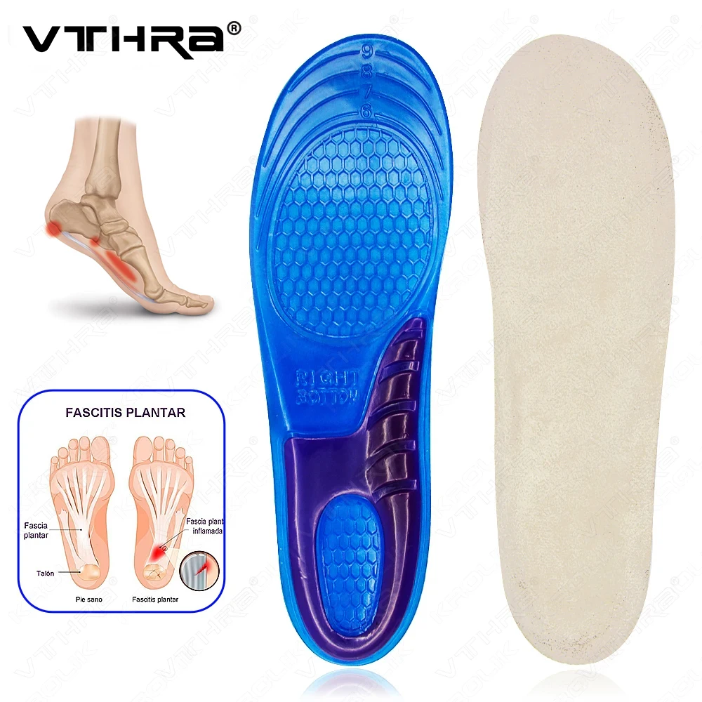 

VTHRA Silica Gel Sport Insole Men Women Arch Support Insole Elastic Gel Silica Sport Running Shoe Pad Size 35-46 Orthotic Unisex