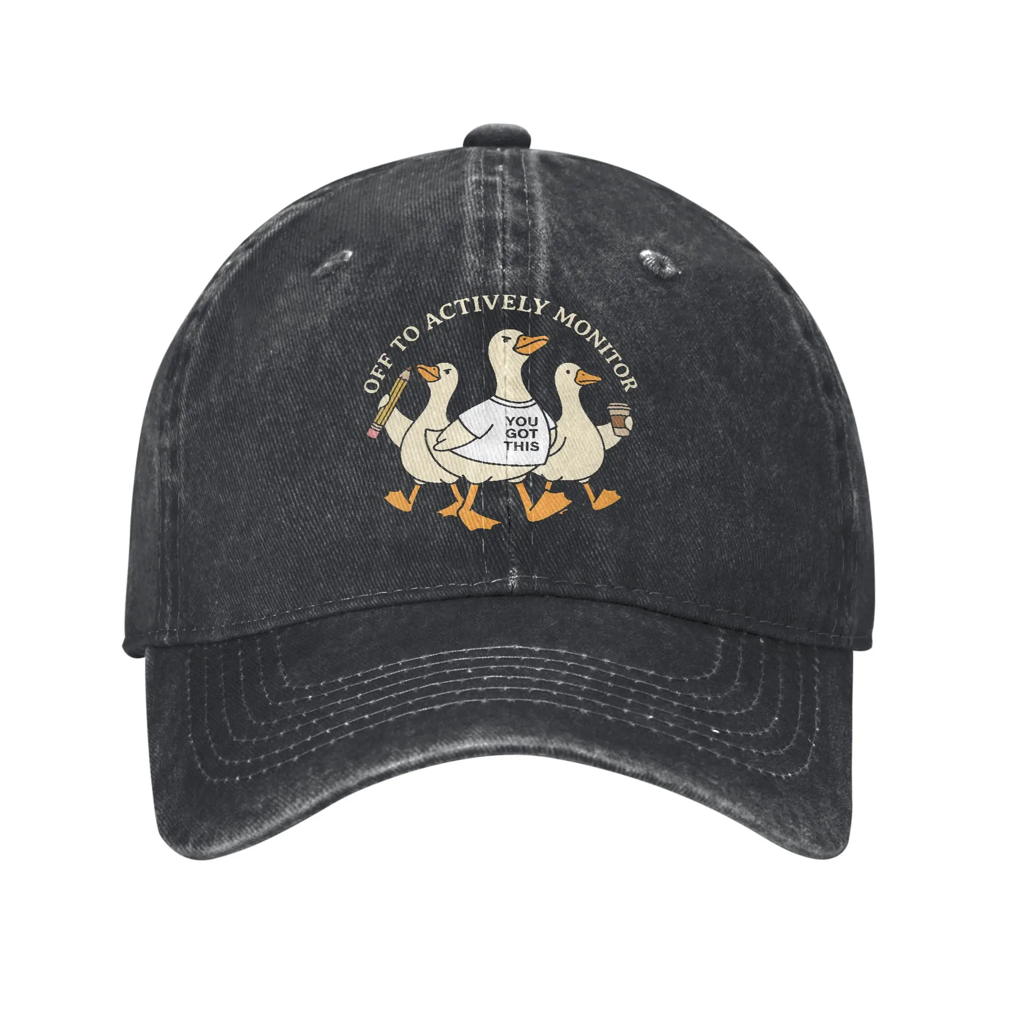 Classic Off to Actively Monitor Teacher Testing Day Goose Baseball Cap Unisex Distressed Denim Sun Cap Outdoor Running Gift Hat