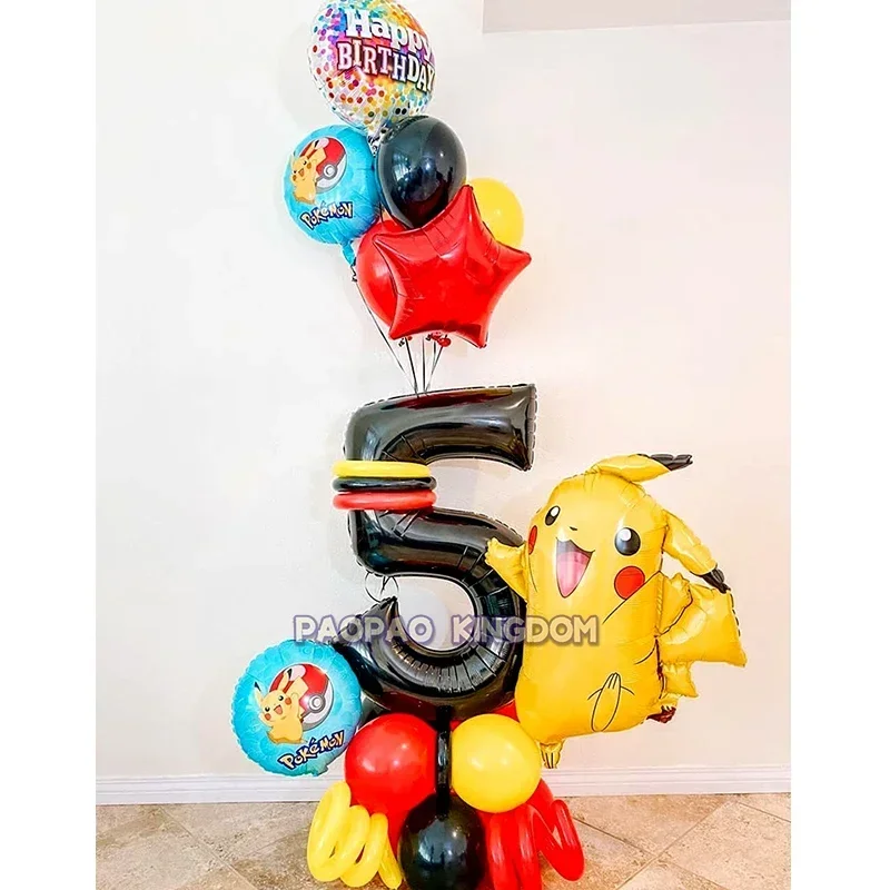 مجموعة بالون البوكيمون بيكاتشو السنجاب Bulbasaur الشكل البشري بالون الألومنيوم لوازم الديكور هدية حفلة عيد ميلاد للأطفال