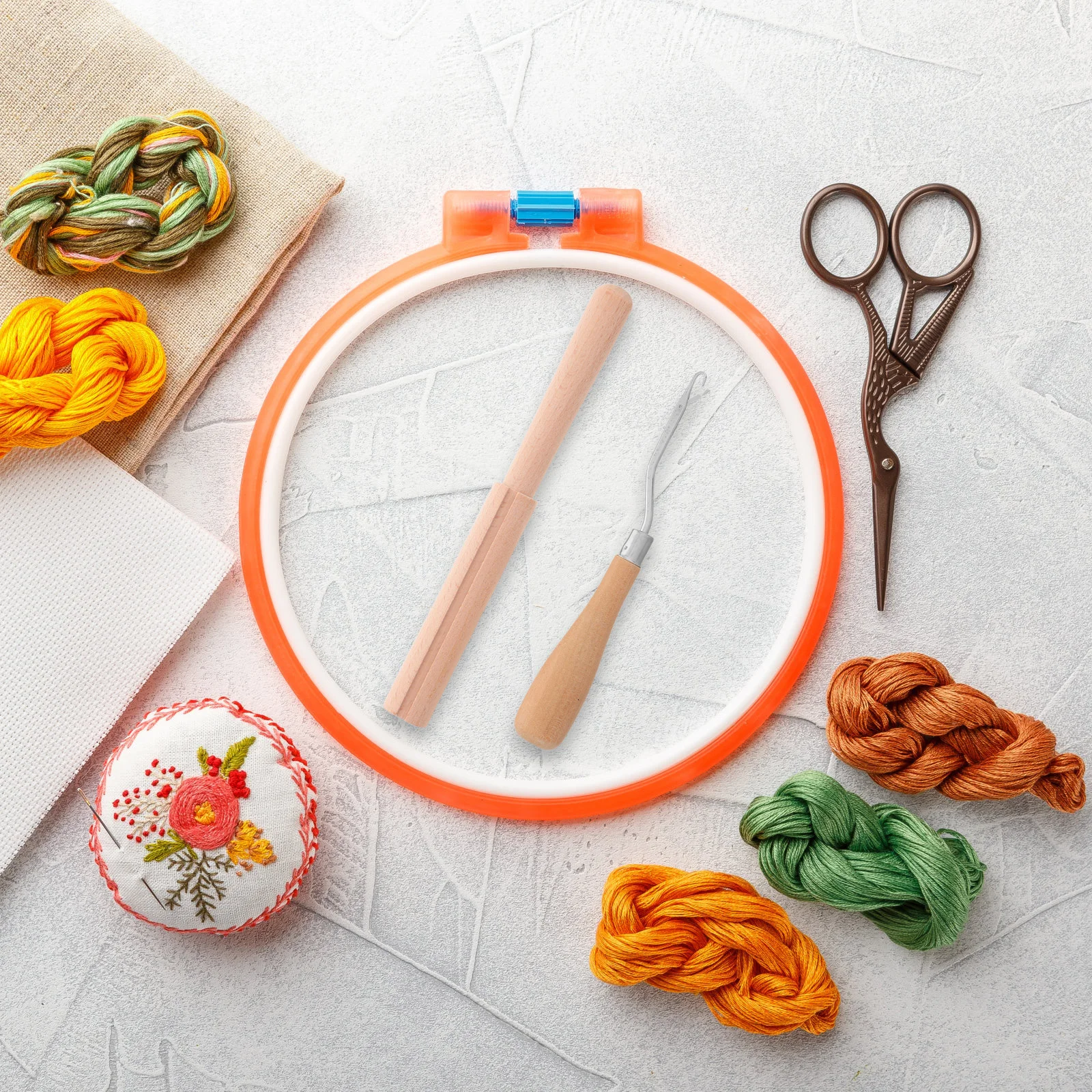 

1Set Latch Hook Canvas Mesh Blank Rug Hooking Mesh Fabric DIY Tapestry Embroidery Crafts Rug Making Kit Wooden Latch Hook Tool