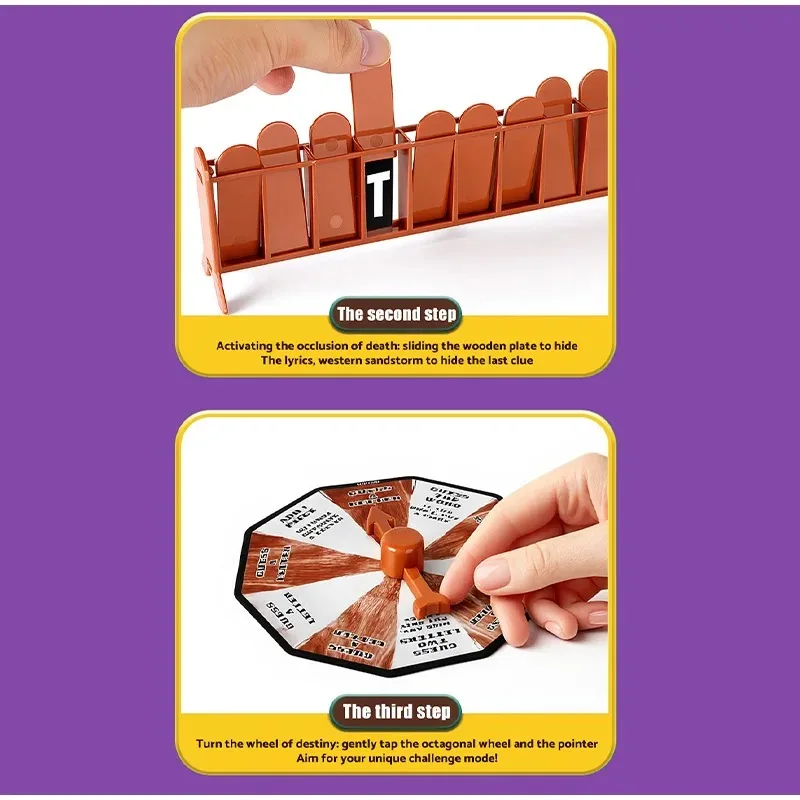 2026 Hot NUOVO Cowboy Magnetico Hangman Giochi da tavolo Mistero Indovina Parola Prima di Hank Falls Appeso con bambola Gioco da tavolo da viaggio