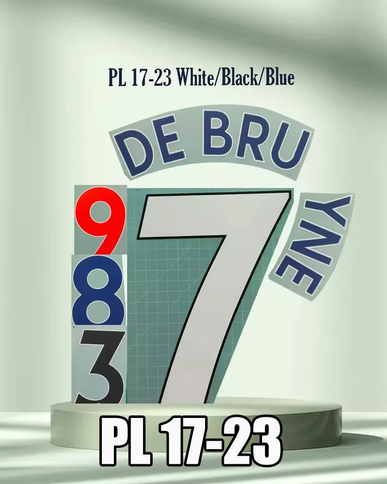 

17-23 PL White Black Blue and red name sets DEBRU17NE Curve iron on Name and number Customize RONAL7O name set top AAAA quality