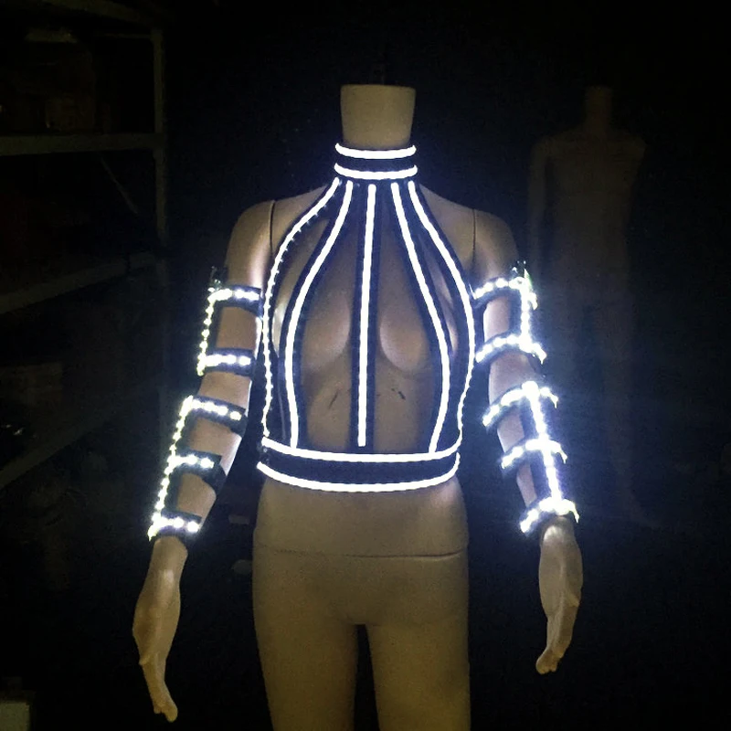 LED Lumious Top Light up led costume singer dancer stage show wear