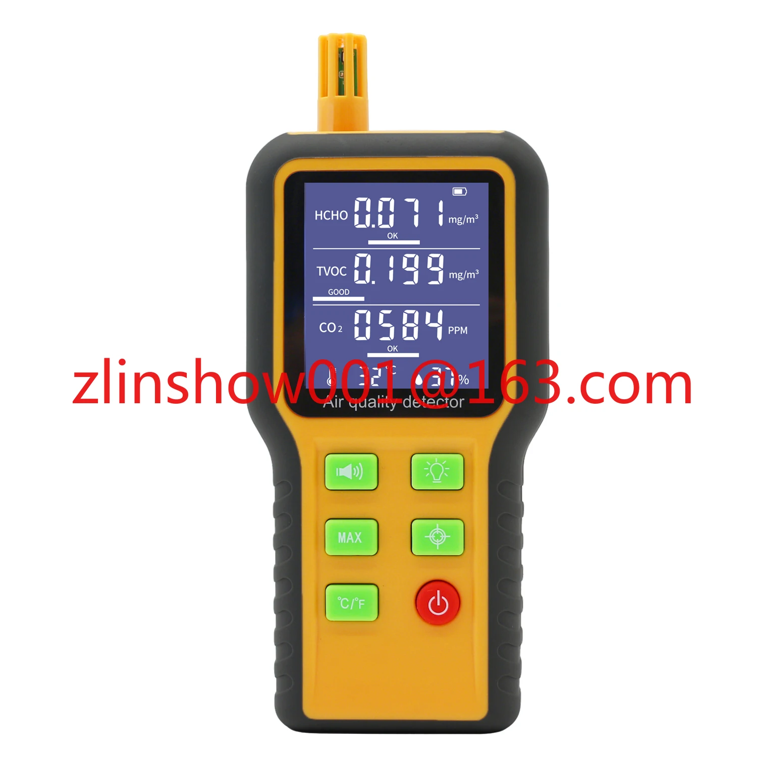 

Air Quality Monitor CO2 Monitor Formaldehyde Detector TVOC/Temp./Humidity Indoor With Buzzer Prompt,Backlit Screen