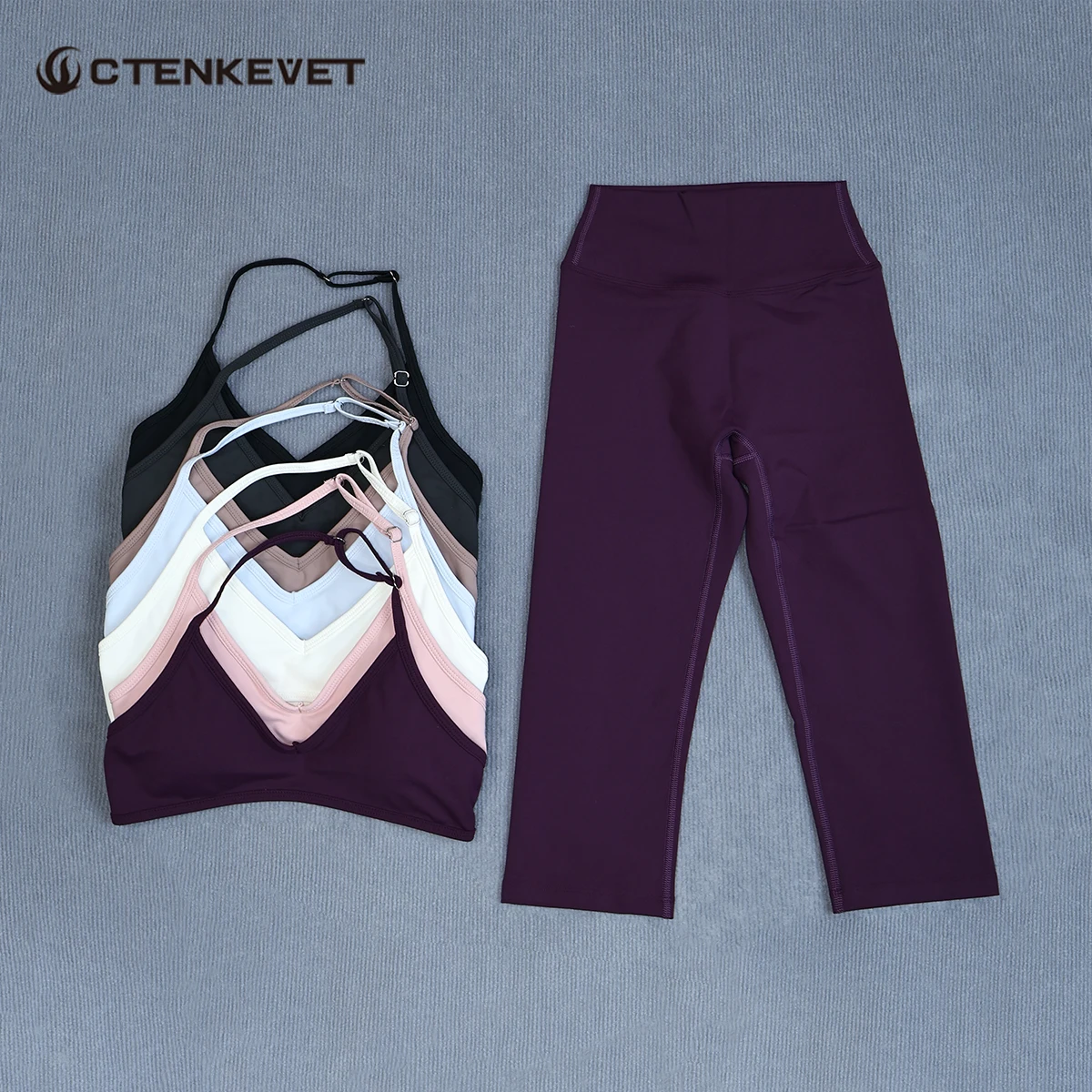 Ctenkevet Women's 2Pcs Summer Sports Set Sleeveless Sports Bra And Capri Leggings Gym Yoga Running Outdoor Fitness Suit Female