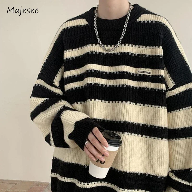 

Autumn Sweaters Men Japanese Preppy Style Daily Fashion Streetwear Vitality Simple Prevalent Harajuku Knitting Warm Slouchy New