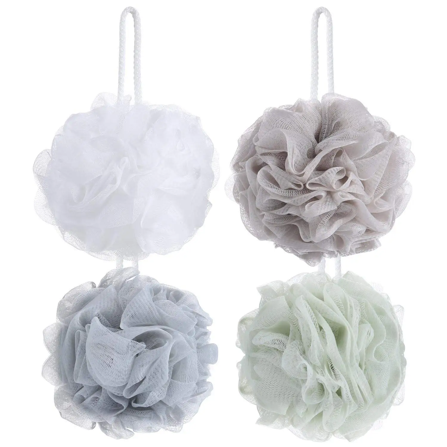 

4-Pack Mesh Pouf Bath Sponge - Mesh Loofah Body Exfoliating Shower Ball Shower Sponge