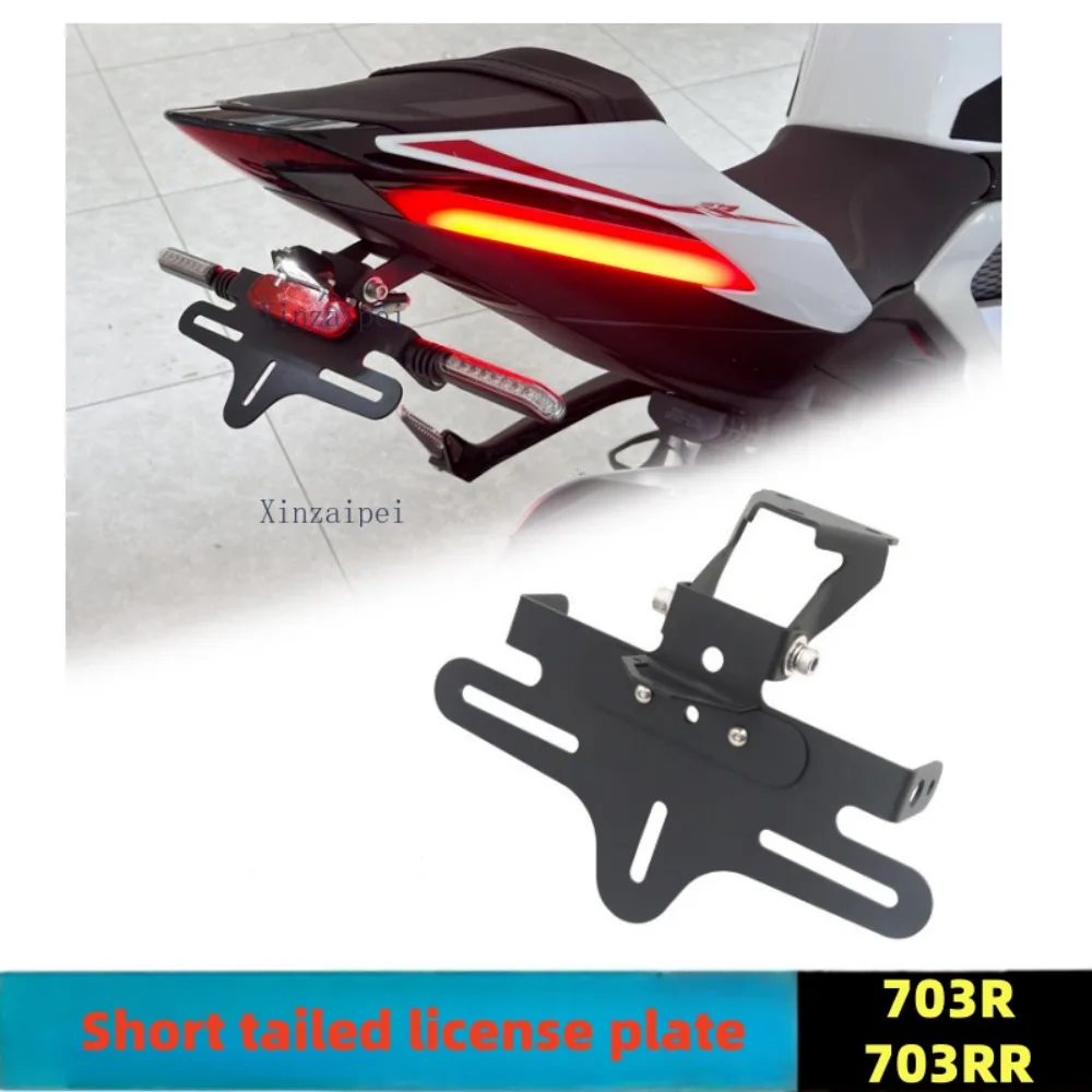 

FOR Zontes 703RR 703R Motorcycle Rear Short Tail Stock Tailstock License Plate Holder Bracket Foldable Steel Mudguard Stainless
