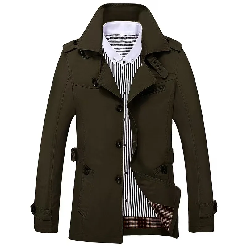 Coupe-vent d'affaires pour hommes veste longue coupe-vent en pur coton décontracté 2025 printemps été automne hiver mode costume street wear