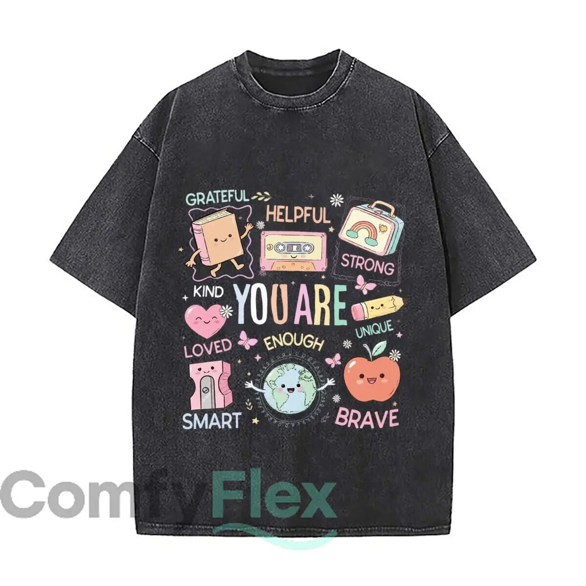 You Are Kind Loved Enough Brave Smart Strong Helpful Grateful Unique Distressed Vintage Oversized Streetwear Tops