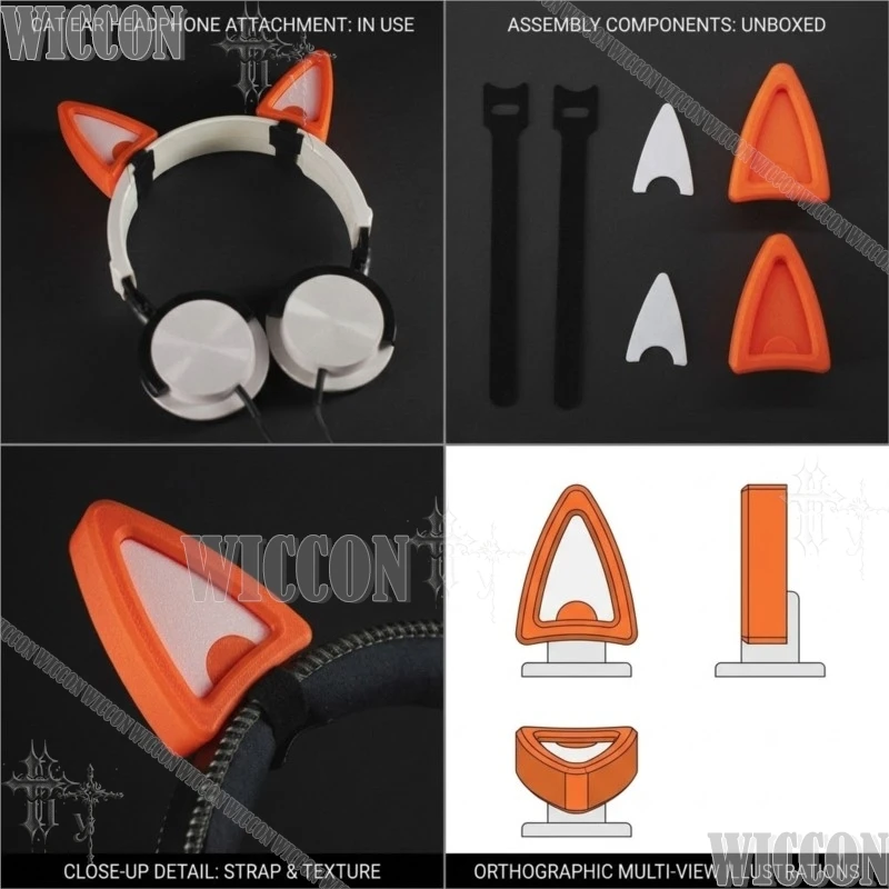 Detachable Fox Cat Ears Headset Attachment Anime Cosplay Universal Headphone Decor Halloween Live Stream Festival Fancy ComicCon
