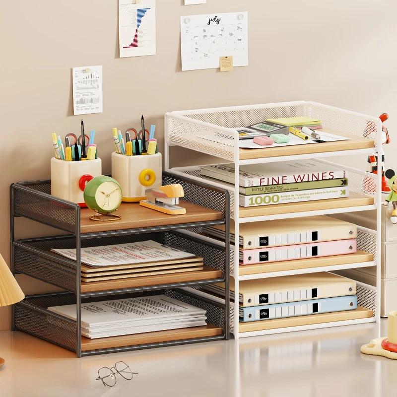 

Minimalist Iron Desk File Organizer Large Capacity Layered Document Rack for Office Space-Saving Metal Storage Holder