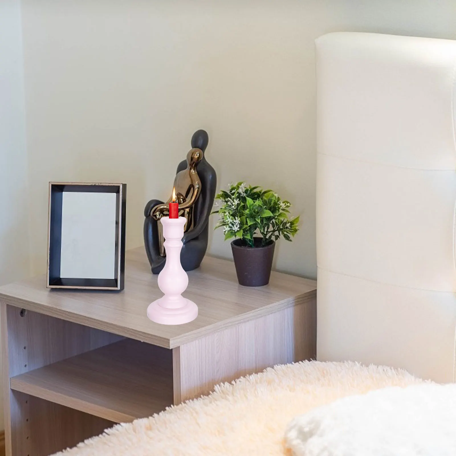 

Vintage Wooden Candlestick Decor Creative Candle Holder Ornament Home Decoration Accessory