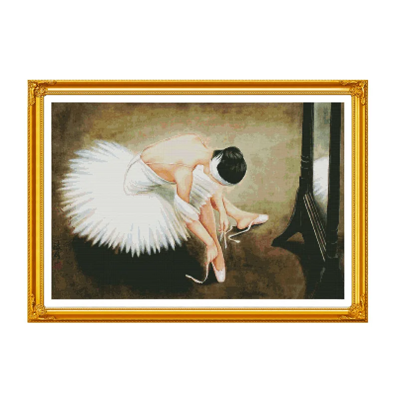 

Simple Modern Cross Stitch Ballet Girl Elegant Self-Embroidery