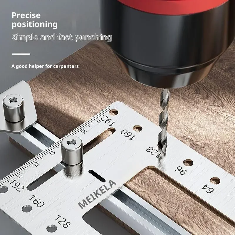 Boring Hole Locator Door Knob Installation Jig Adjustable Stainless Steel Punch Locator Portable Woodworking Accessories