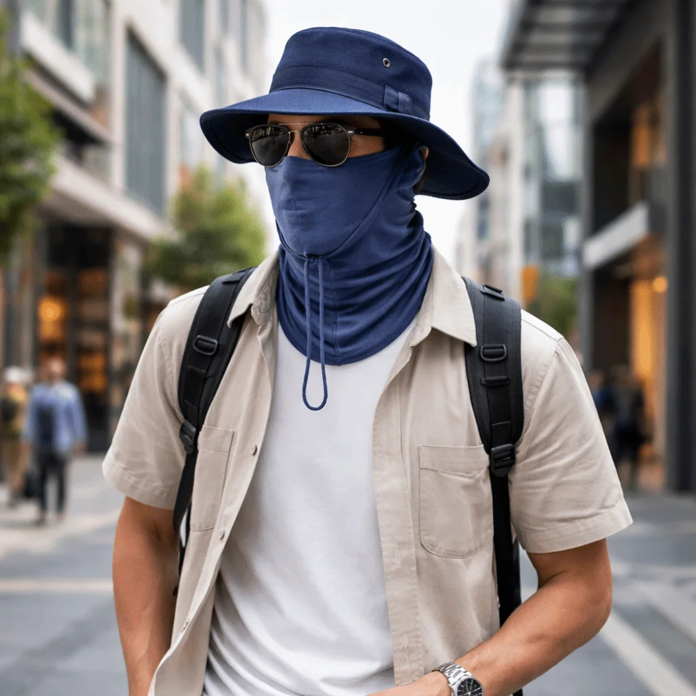 

Солнцезащитная быстросохнущая мужская шляпа с защитой от ультрафиолета, складная, с полной маской для лица и защитой шеи, широкополая, для рыбалки и велоспорта