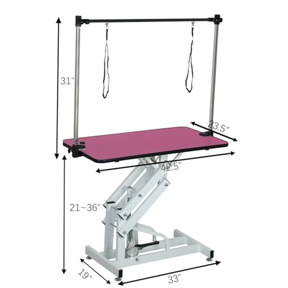 Hydraulic Dog Pet Grooming Table 42 Inch Heavy Duty Professional Pet Grooming Station 21'' 36'' Height Adjustable for