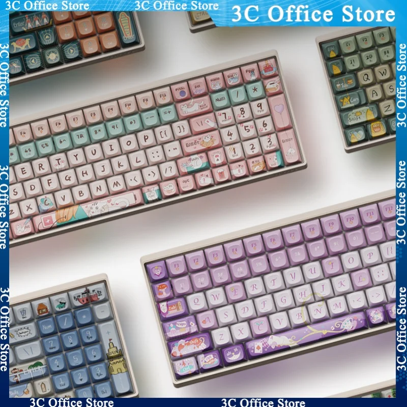 

Lofree 68/100 Keys Small Warp Theme Keycaps Pbt Hot Sublimation Game Office Machinery Keyboard Ergonomic Cartoon Accessories