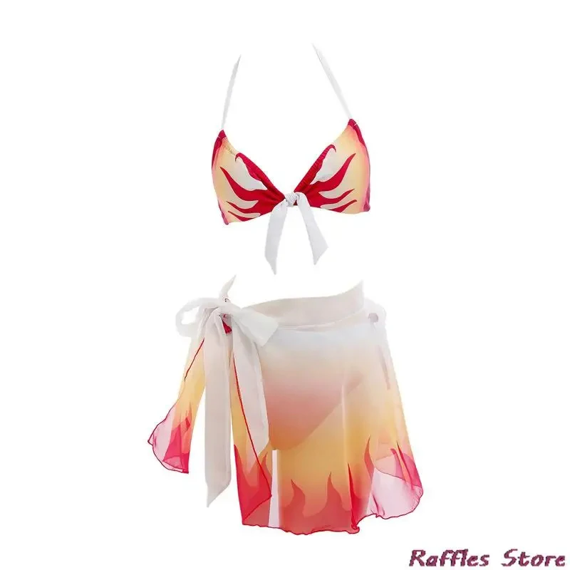 CyRengoku Kyoujurou Cosplay Anime Demon Costume Outfit Uniforms Wig Halloween Costume Orange Swimsuit Suit