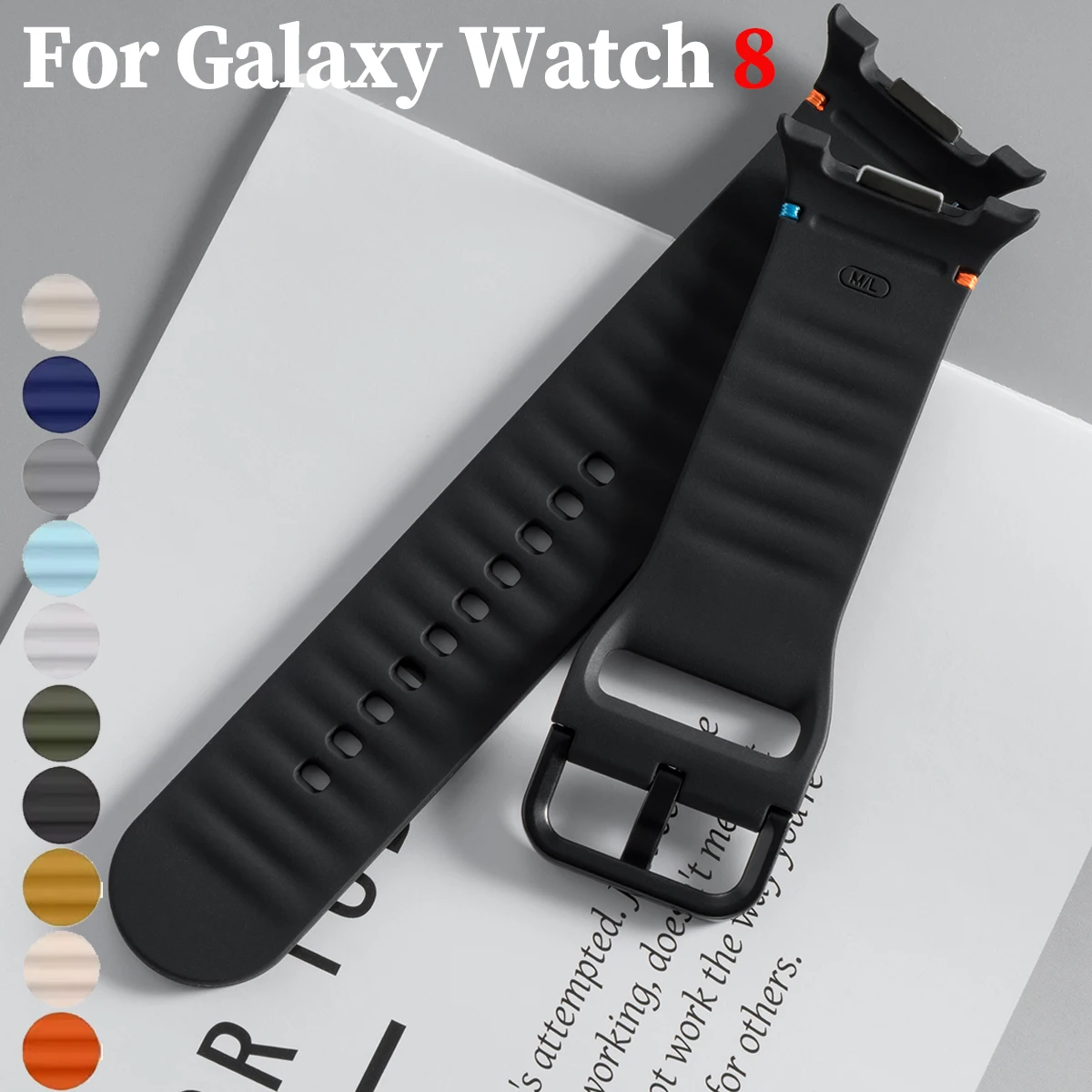 Силиконовый ремешок для Samsung Galaxy Watch 8, 40 мм, 44 мм/8, классический браслет, мягкий ремешок из ТПУ, браслет для часов 8 ремешков