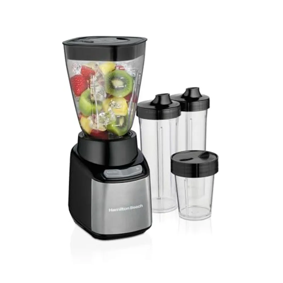 

Блендер MultiBlend для смузи с 4 небьющимися контейнерами без BPA и крышками; большой контейнер объемом 32 унции, измельчитель объемом 8 унций для орехов и специй, 2 порционных контейнера.