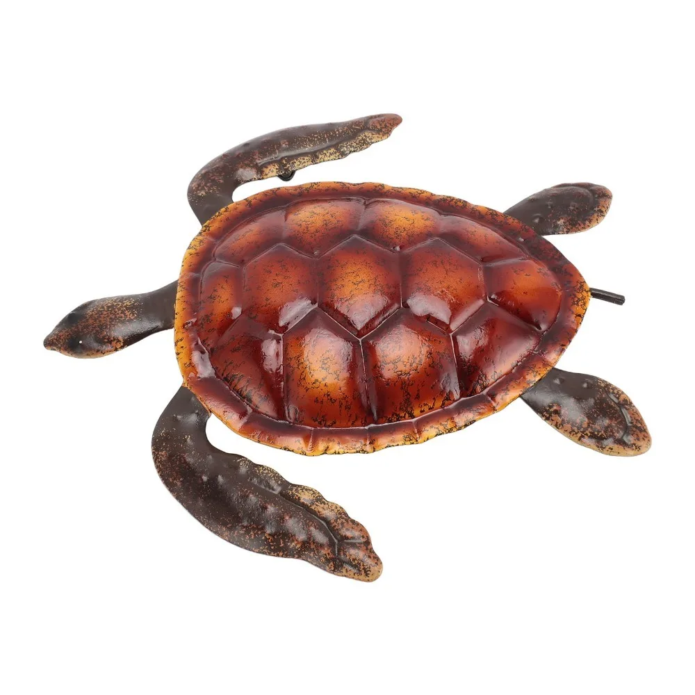 3pcs Wall Sculptures Metal Turtle Wall Decor Blue Hanging Sea Turtle Wall Decor 3D Ocean Sea Animal Sculpture Outdoor Wall Art