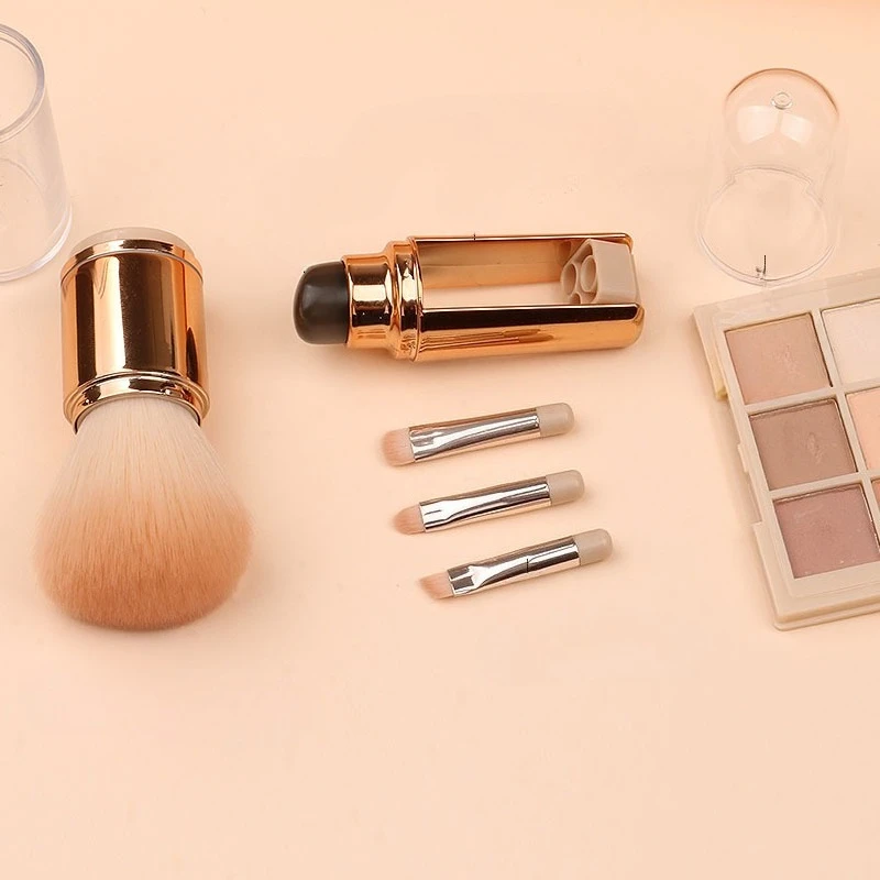 فرشاة مكياج 5 في 1، فرشاة بودرة أحمر الخدود الناعمة المحمولة مع غطاء، تصميم قابل للسحب، أدوات تجميل لمكياج الوجه أثناء التنقل #2