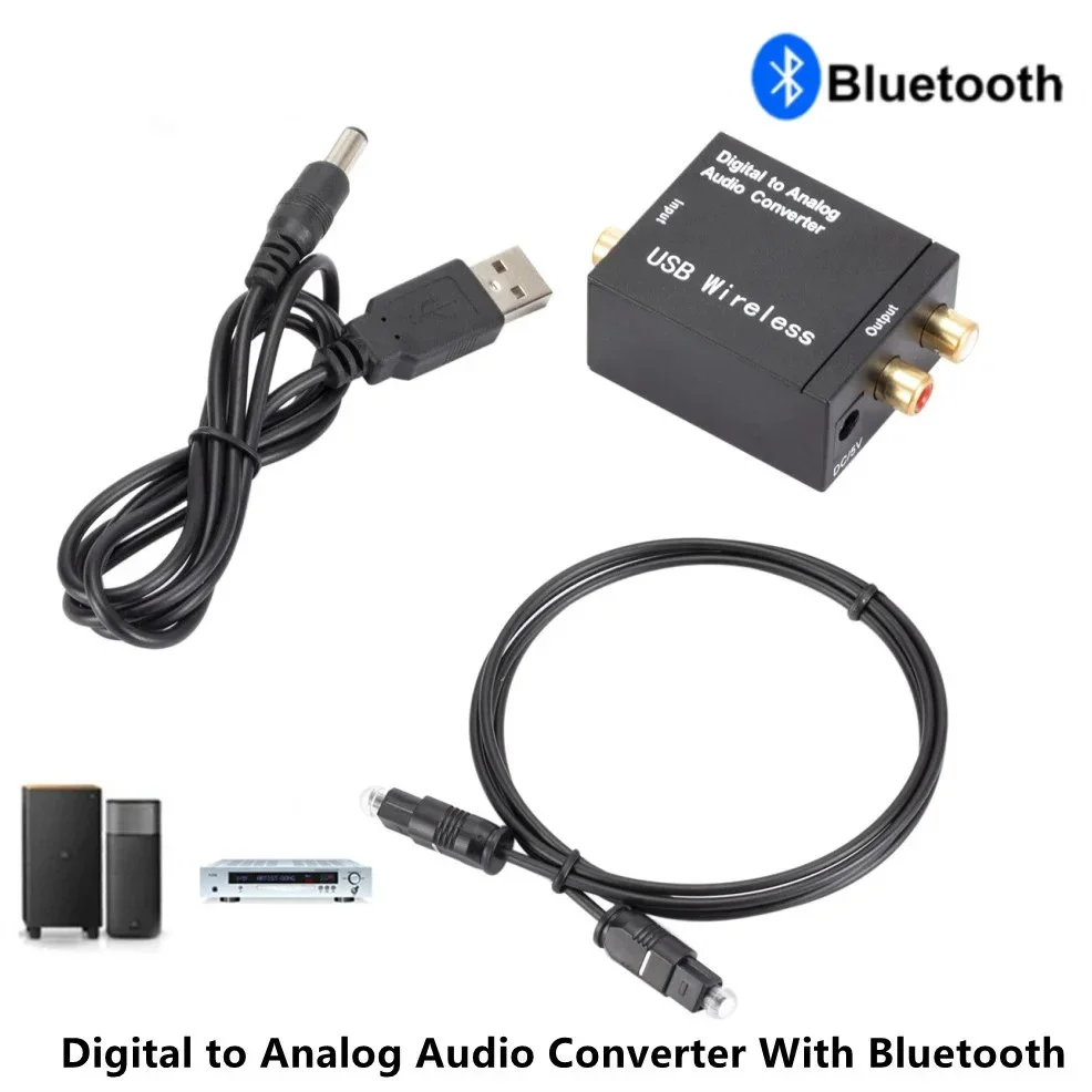 

USB DAC Amplifier With Bluetooth Digital To Analog Audio Converter Optical Fiber Toslink Coaxial Signal To RCA R/L Audio Decoder