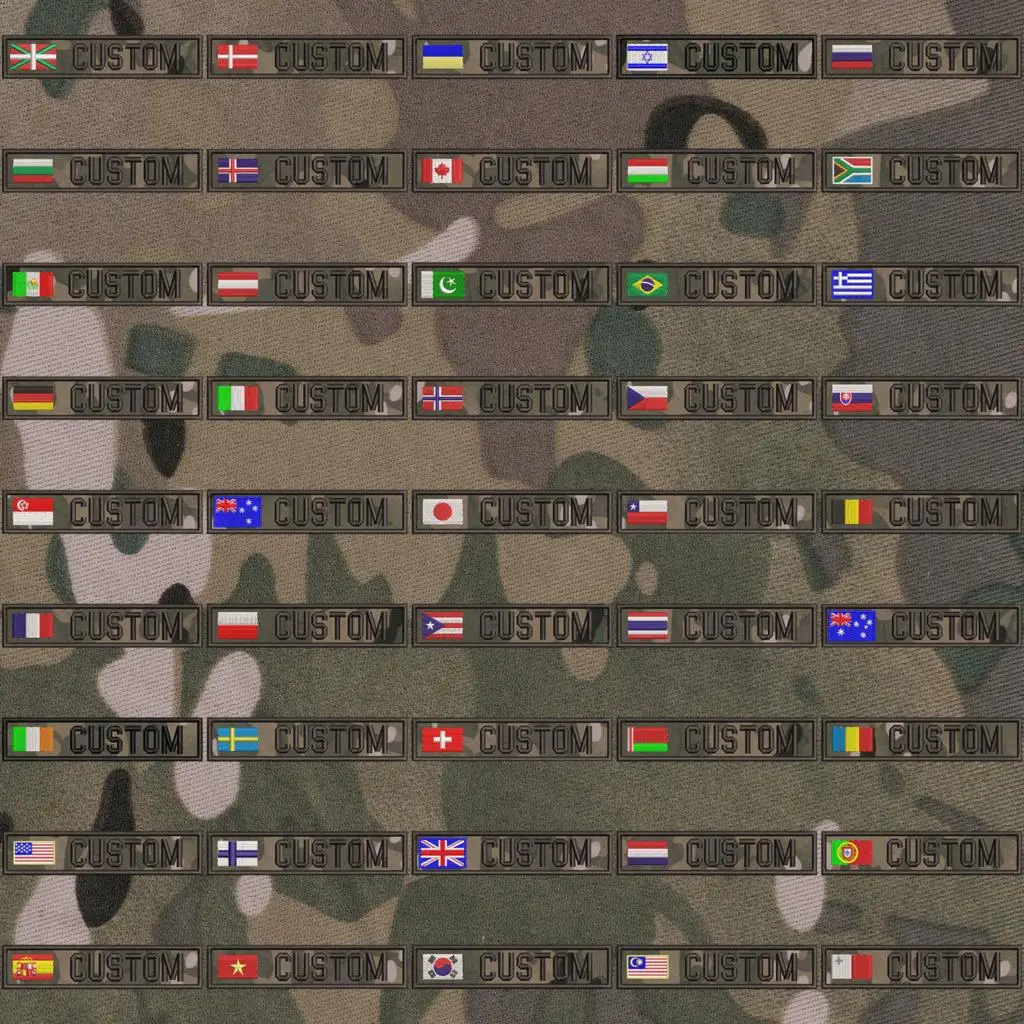 Multicam Custom Name Patch Tape Embroidery Flag Hook and Loop Spain Israel France South Korea America Brazil