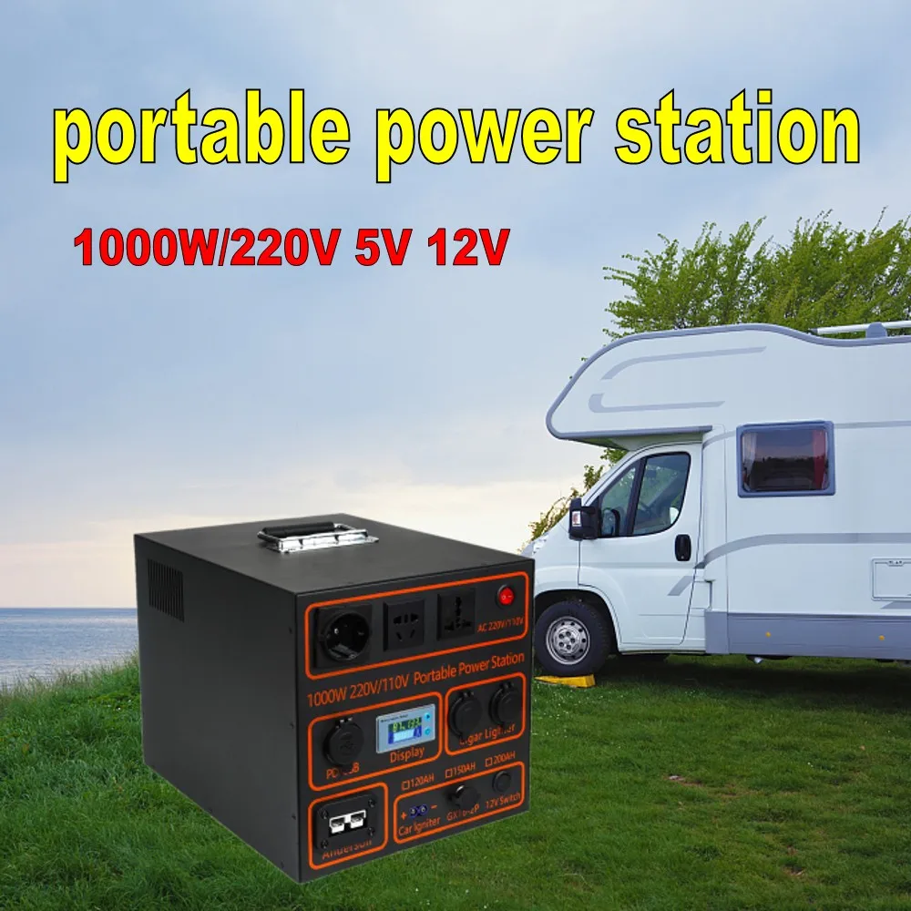 12V 200AH Lifepo4 battery 120ah 150ah with Inverter 220V 1000W Camping Power battery pack 1000w Ship RV available