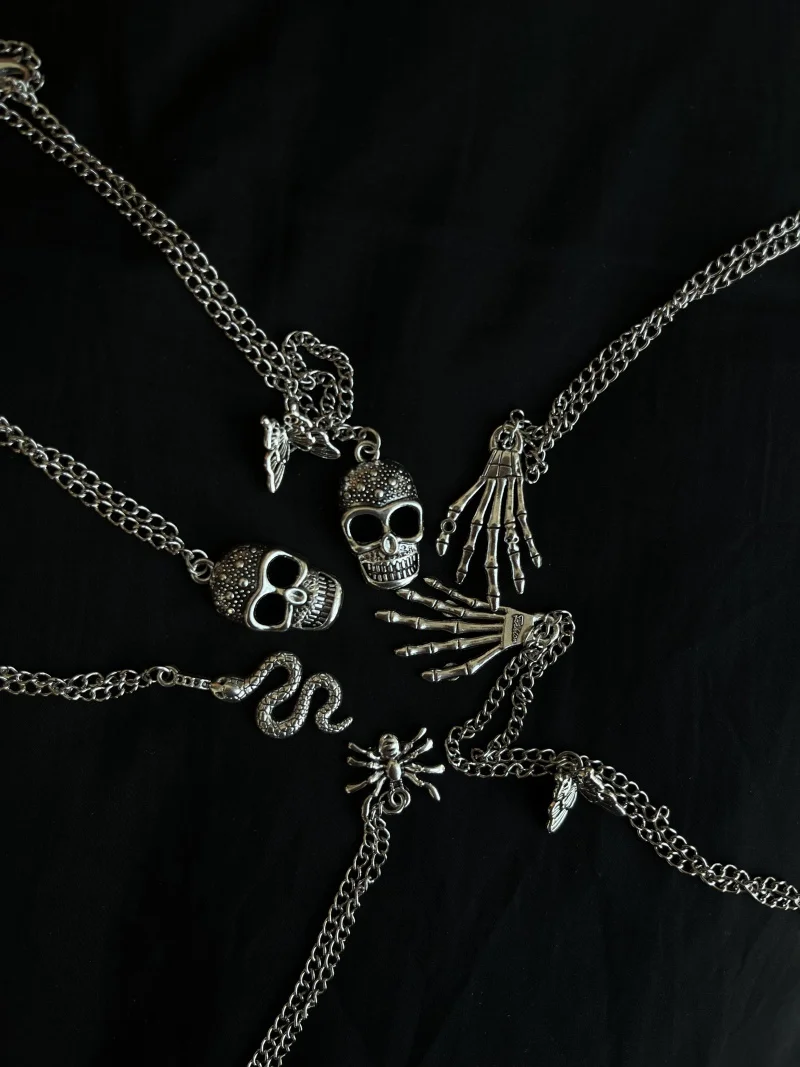 BJD Doll Necklace suitable for1/4 1/3 Uncle size Goth Metal Skull Spider Snake Doll Accessories