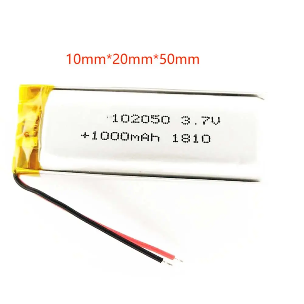 2/5/10/20szt Bateria litowo-polimerowo-jonowa 2,0 mm Złącze JST 3,7 V 1000 mAh 102050 Mp3 Światła kempingowe Urządzenie elektryczne DVR Mp4