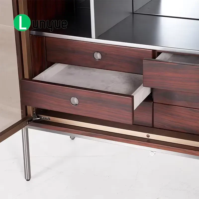 Italian Modern Glass Door Wine Cabinet High End Living Room Storage Furniture Elegant Display Showcase for Home Decor