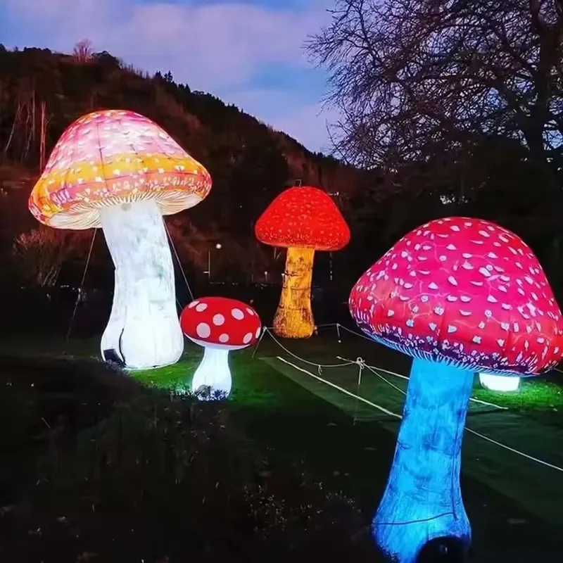 Giant Inflatable Mushroom With Led Lights Party Supply Led Flowers Decoration For Alice In Wonderland Themed Activities