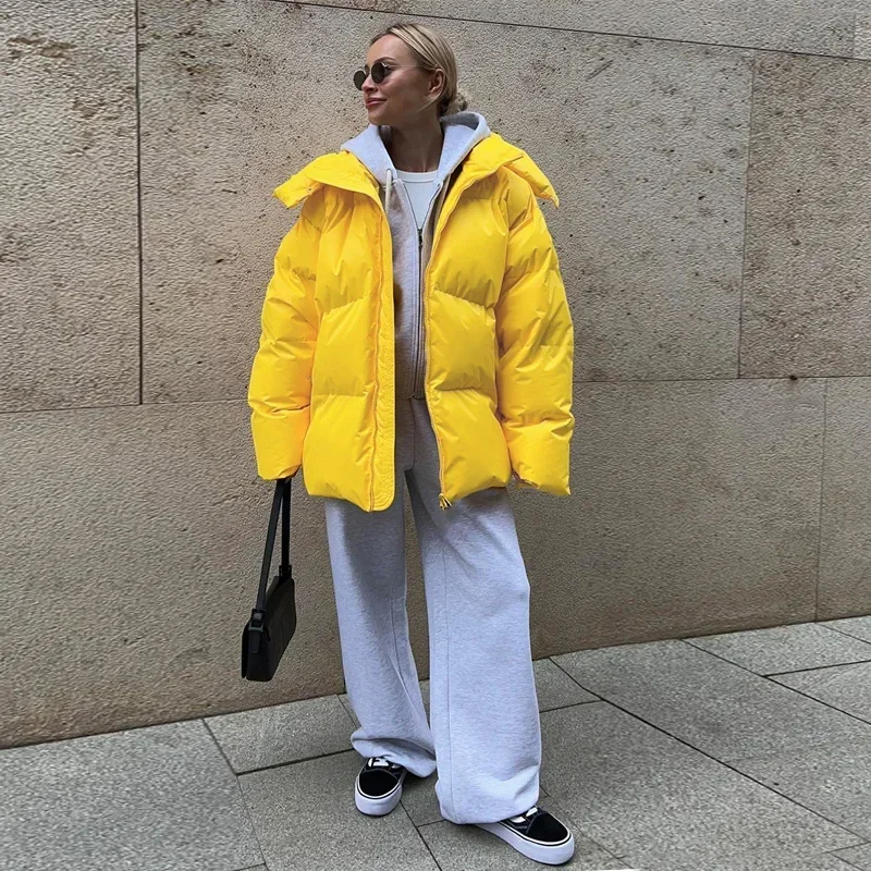 Casacos de inverno extragrandes para mulheres, Parkas com capuz, Jaqueta acolchoada Puffer, Casaco grosso quente, Casacos, Moda, 2024