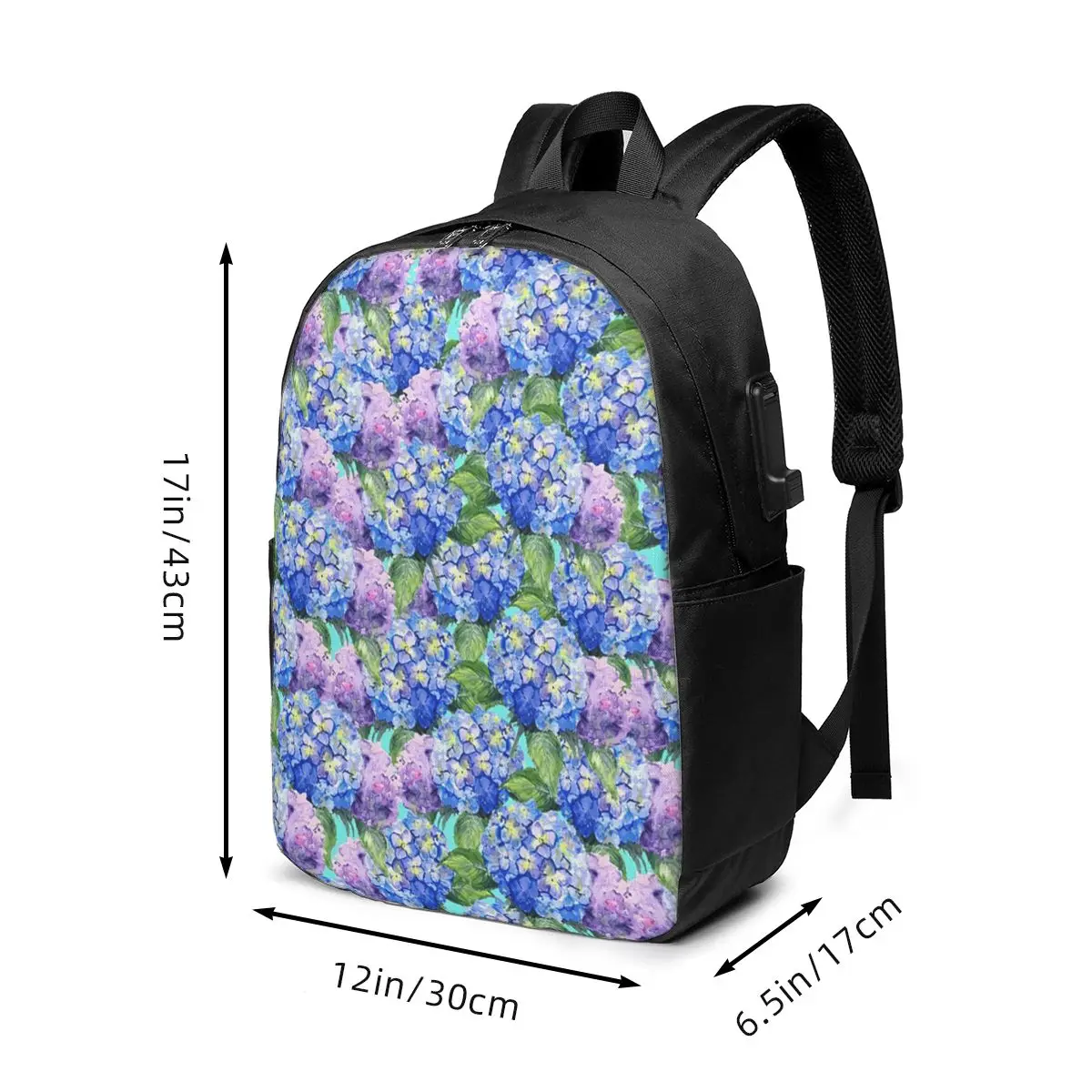 Cute Herd Hydrangea Flower Floral Backpack Travel Notebook Bag Computer College Student School Bag Laptop Shoulder Bags