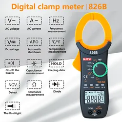NJTY prąd cyfrowy miernik cęgowy 1000A Amp multimetr pojemność Tester napięcia temperatury Ohm Hz NCV indukowane napięcie