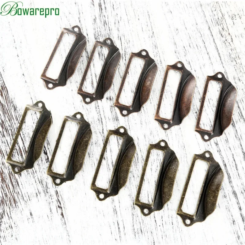 Bowarepro Antike Kupfer Label Pull Rahmen Griff Datei Name Karte Halter für Möbel Schrank Schublade Box Fall 69*30mm 5 stücke