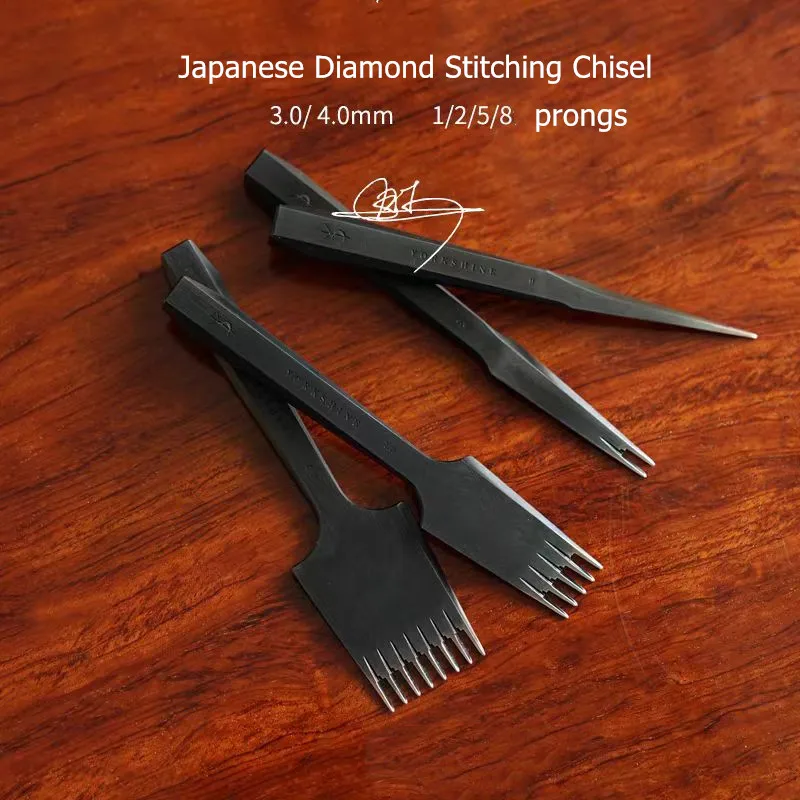 YORKSHINE DC53 Japanese Diamond Pricking Iron HRC55 3/4mm 1/2/5/8T Saddle Stitch 135mm Leather DIY