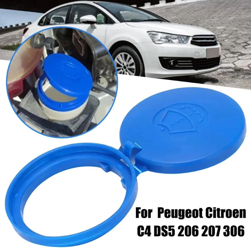 

1PC Car Windshield Washer Fluid Reservoir Tank Cap 643238 643235 Fit for Peugeot 206 207 408 307 Blue ABS Windscreen Parts