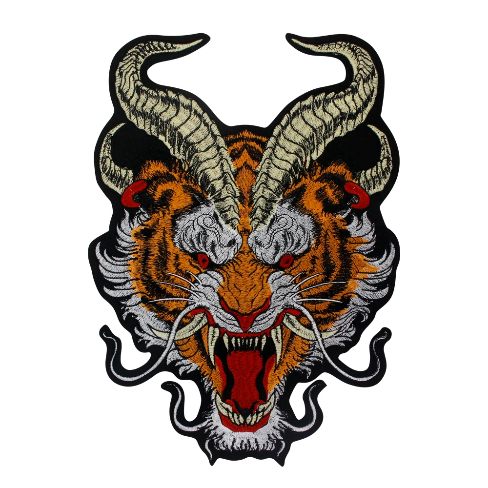 Tiger Dragon Snake Patches Iron on Rose Microphone Embroidery Badge for Clothing DIY Garment Applique Decor