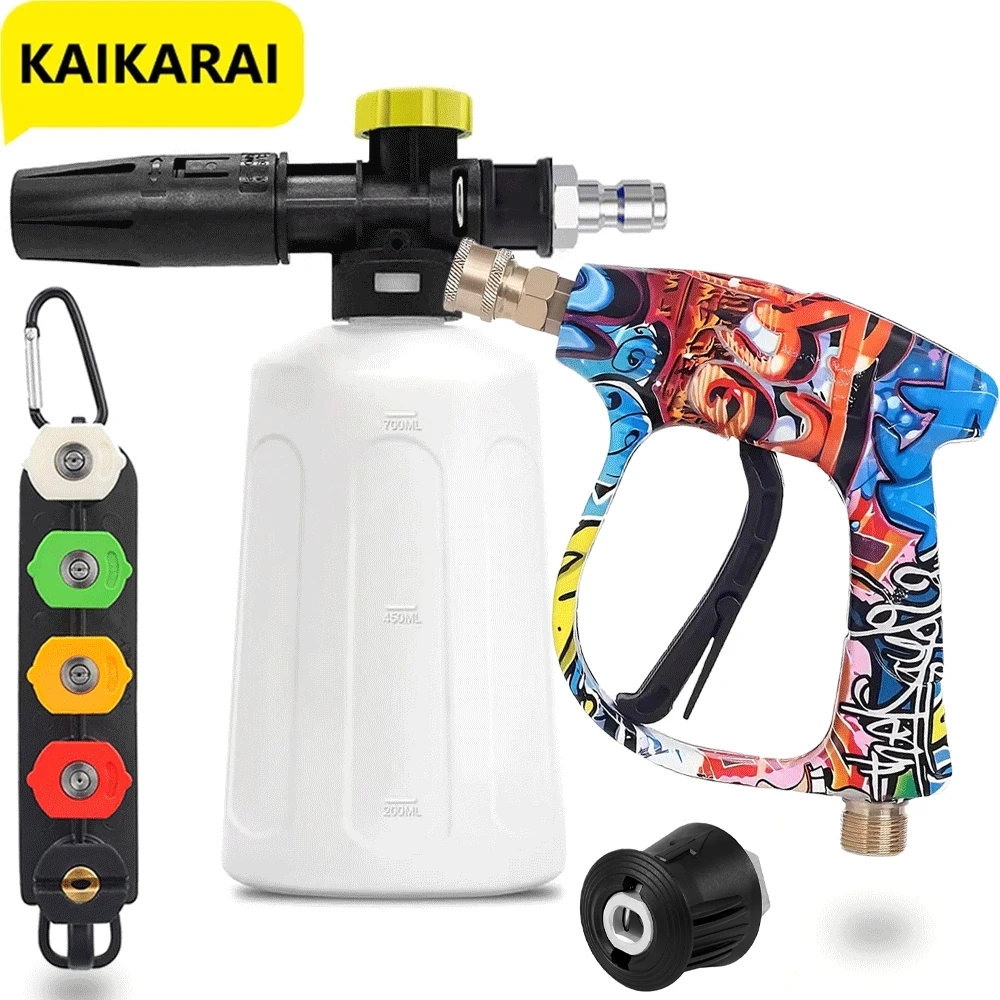 

ROUE 1/4 Quick Connection Snowflake Foam Cannon Water Gun For Parkside Karcher Nilfisk Bosch Lavor Elitech Car Cleaning Machine